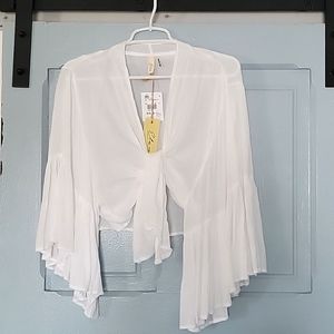 Elan boho wrap top/cover-up, white,  One Size, New w/tags